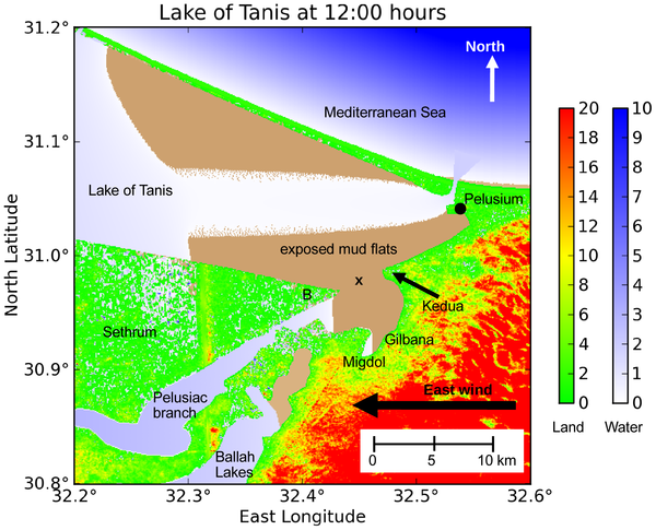 parting the red sea - ROMS solution after 12 hours, from point B to Kedua